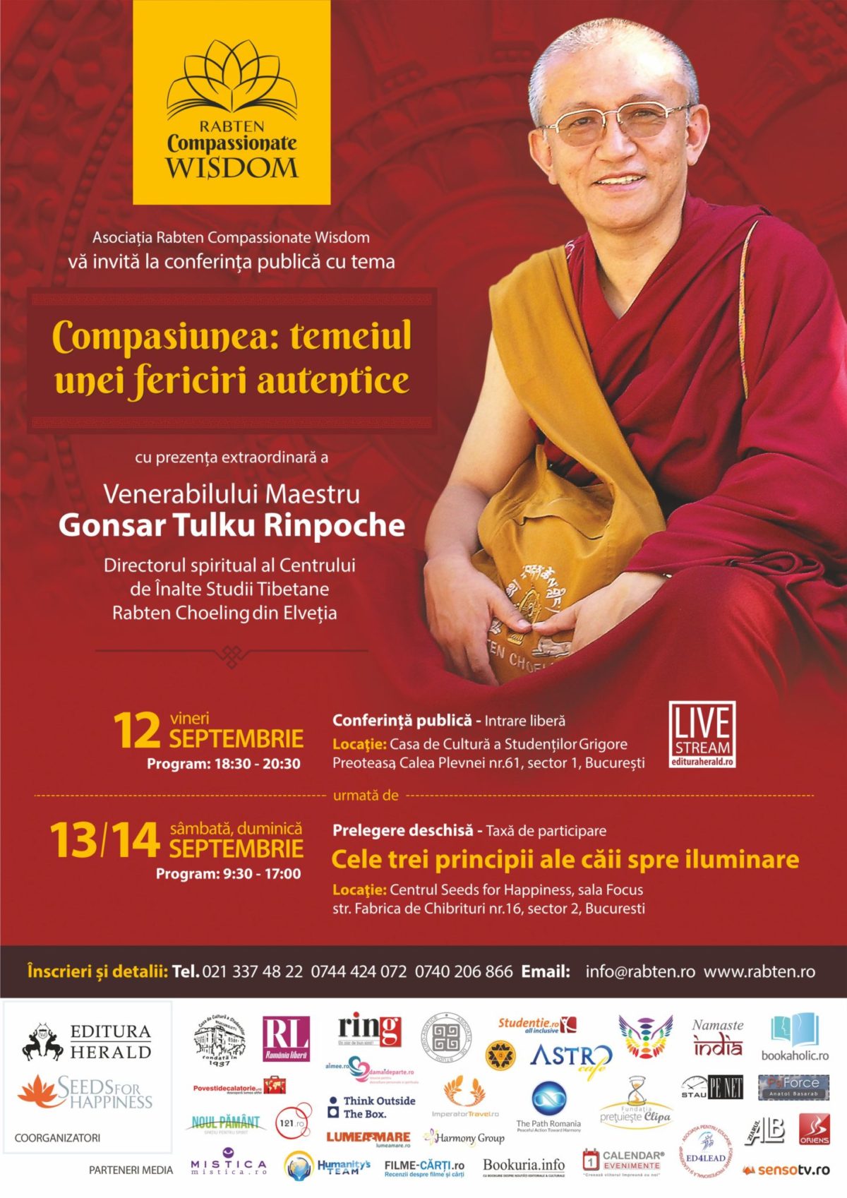 Gonsar Tulku Rinpoche revine în România