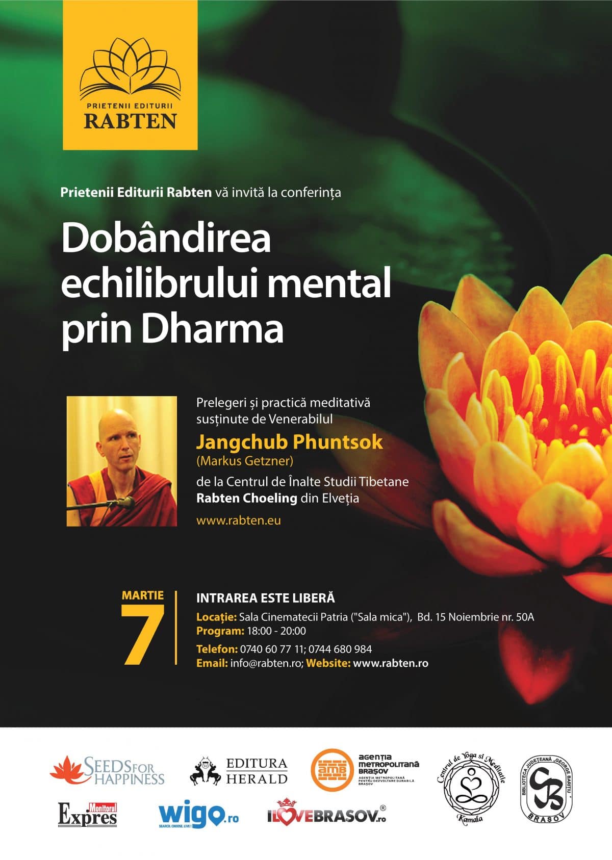 Conferință la Brașov: Dobândirea echilibrului mental prin Dharma